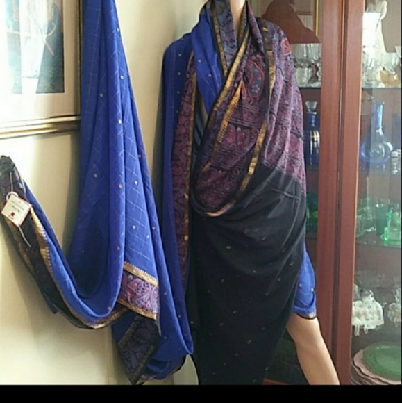 gayatri Dresses & Skirts - Bollywood Paisley Gold Blue New